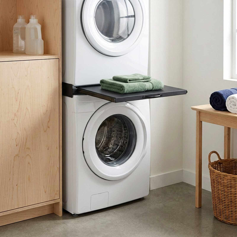 Load image into Gallery viewer, Vidaxl wasmachine tussenplank zwart 60 x 60 x 8 cm staal
