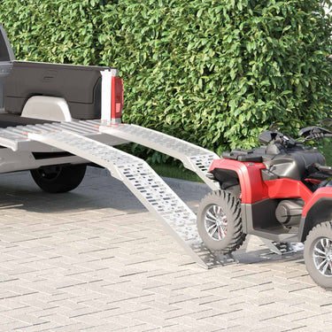 Vidaxl motorcycle ramp 680 kg 2 pcs zilver 222 x 28 x 5 cm aluminium