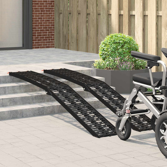Vidaxl motorcycle ramp 680 kg 2 pcs zwart 222 x 28 x 5 cm aluminium