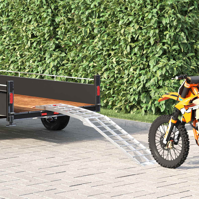 Load image into Gallery viewer, Vidaxl motorfietshelling zilver 180 x 28 x 5 cm aluminium
