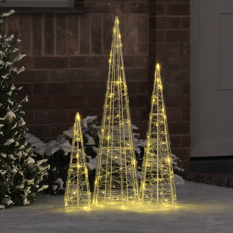 Load image into Gallery viewer, Vidaxl kerstboom met 90 led 3 pcs warmwit 20 x 20 x 80 cm acryl
