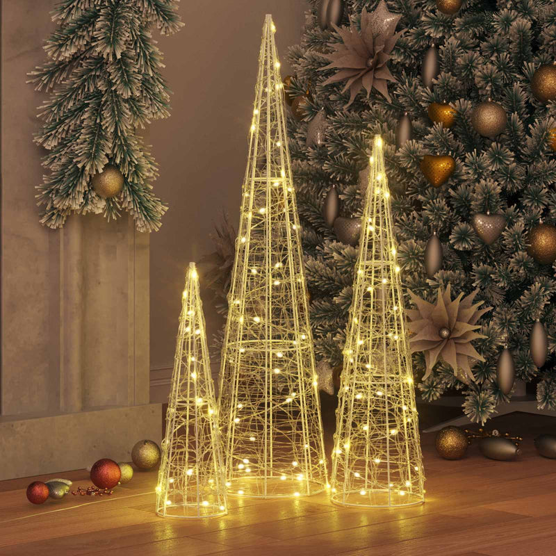 Load image into Gallery viewer, Vidaxl kerstboom met 90 led 3 pcs warmwit 20 x 20 x 80 cm acryl
