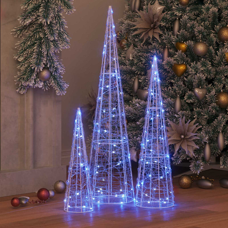 Load image into Gallery viewer, Vidaxl kerstboom met 90 led 3 pcs blauw 20 x 20 x 80 cm acryl
