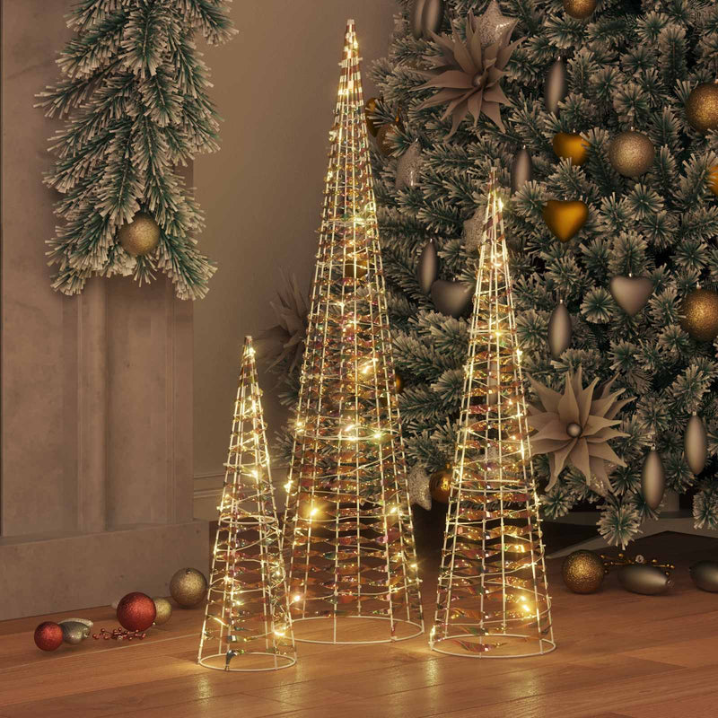 Load image into Gallery viewer, Vidaxl kerstboom met 90 led 3 pcs warmwit 20 x 20 x 80 cm pet
