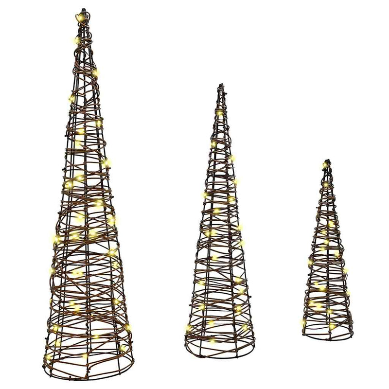 Load image into Gallery viewer, Vidaxl kerstboom met 90 led 3 pcs warmwit 20 x 20 x 80 cm rattan
