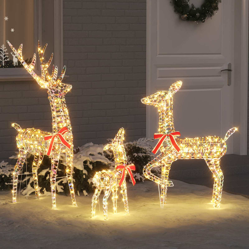 Load image into Gallery viewer, Vidaxl rendier familie met 300 led 3 pcs warmwit 67 x 26 x 127 cm pet
