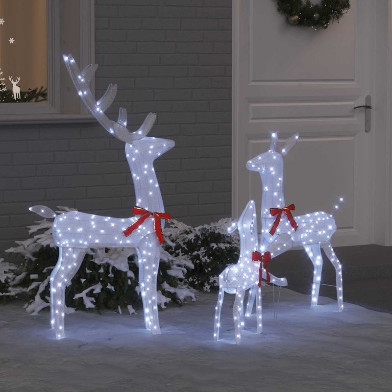 Load image into Gallery viewer, Vidaxl rendierfamilie met 300 led 3 pcs koudwit 68 x 26 x 127 cm stof
