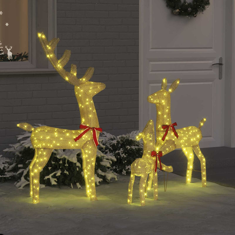 Load image into Gallery viewer, Vidaxl rendierfamilie met 300 led 3 pcs warmwit 68 x 26 x 127 cm stof

