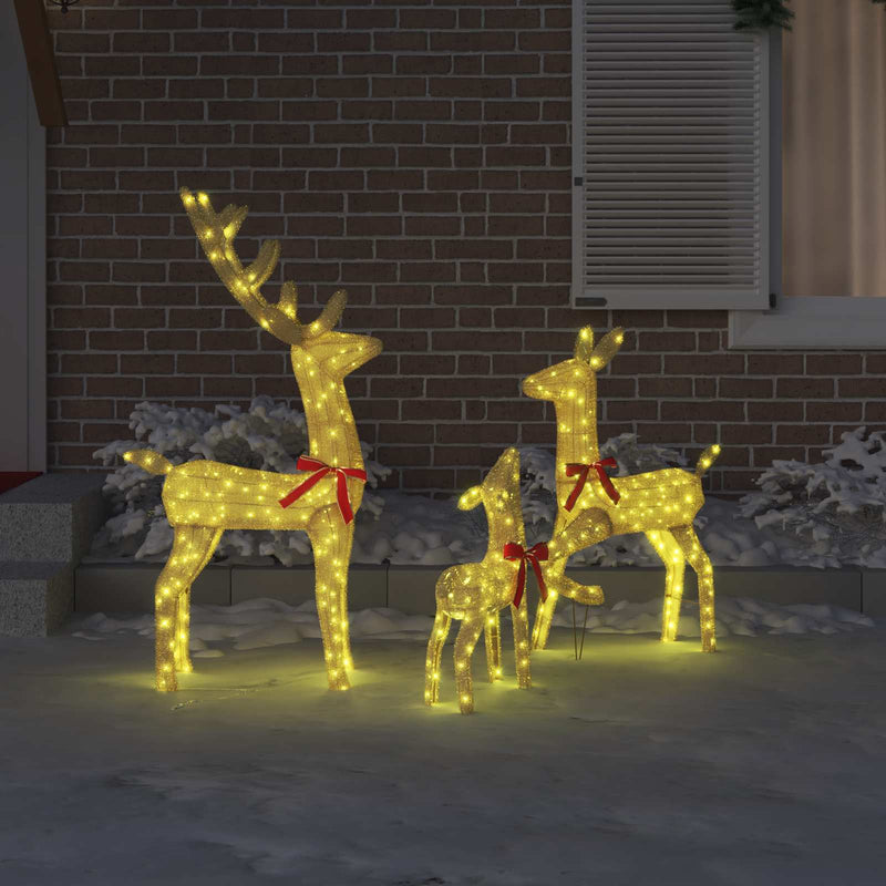 Load image into Gallery viewer, Vidaxl rendierfamilie met 300 led 3 pcs warmwit 68 x 26 x 127 cm stof

