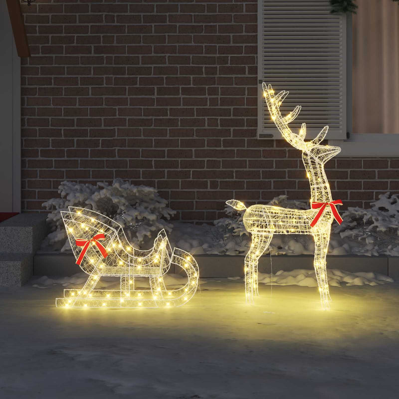Load image into Gallery viewer, Vidaxl rendier trek slede met 200 led warmwit 70 x 26 x 130 cm acryl
