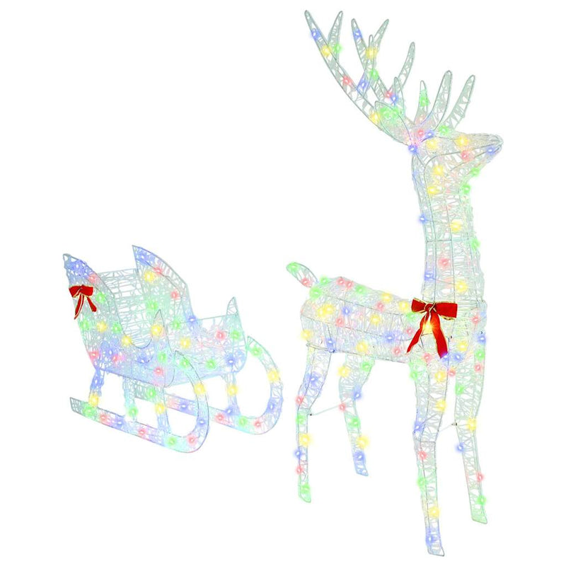 Load image into Gallery viewer, Vidaxl rendier trek slede met 200 led kleurrijk 70 x 26 x 129 cm acryl
