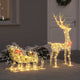 Vidaxl rendier trek slede met 200 led warmwit 70 x 26 x 129 cm pet