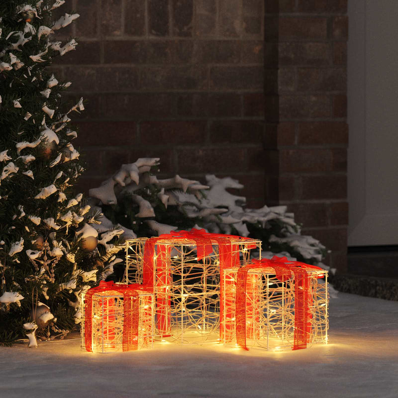 Load image into Gallery viewer, Vidaxl cadeau doos met 60 led 3 pcs warmwit 20 x 20 x 20 cm acryl
