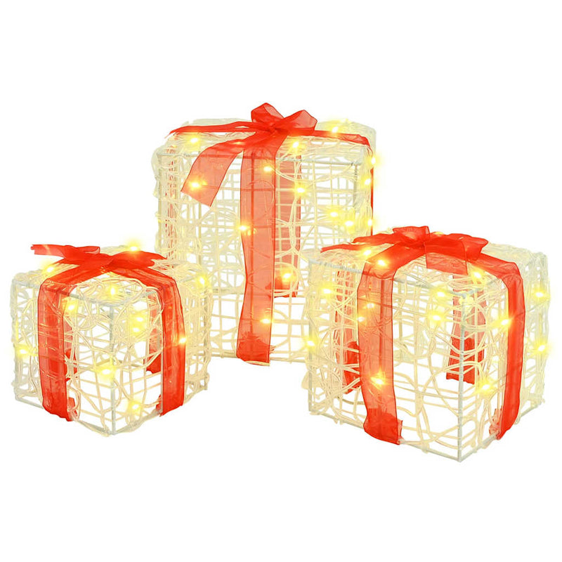 Load image into Gallery viewer, Vidaxl cadeau doos met 60 led 3 pcs warmwit 20 x 20 x 20 cm acryl
