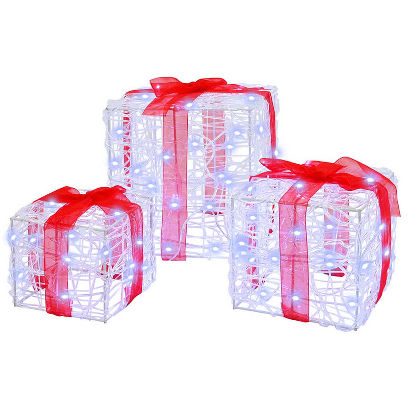 Load image into Gallery viewer, Vidaxl cadeau doos met 60 led 3 pcs koudwit 20 x 20 x 20 cm acryl
