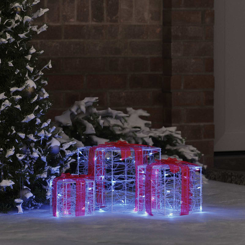 Load image into Gallery viewer, Vidaxl cadeau doos met 60 led 3 pcs blauw 20 x 20 x 20 cm acryl
