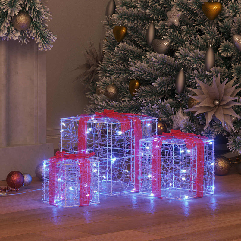 Load image into Gallery viewer, Vidaxl cadeau doos met 60 led 3 pcs blauw 20 x 20 x 20 cm acryl
