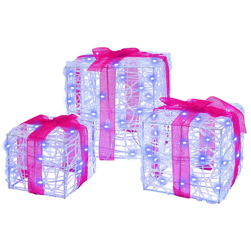 Load image into Gallery viewer, Vidaxl cadeau doos met 60 led 3 pcs blauw 20 x 20 x 20 cm acryl
