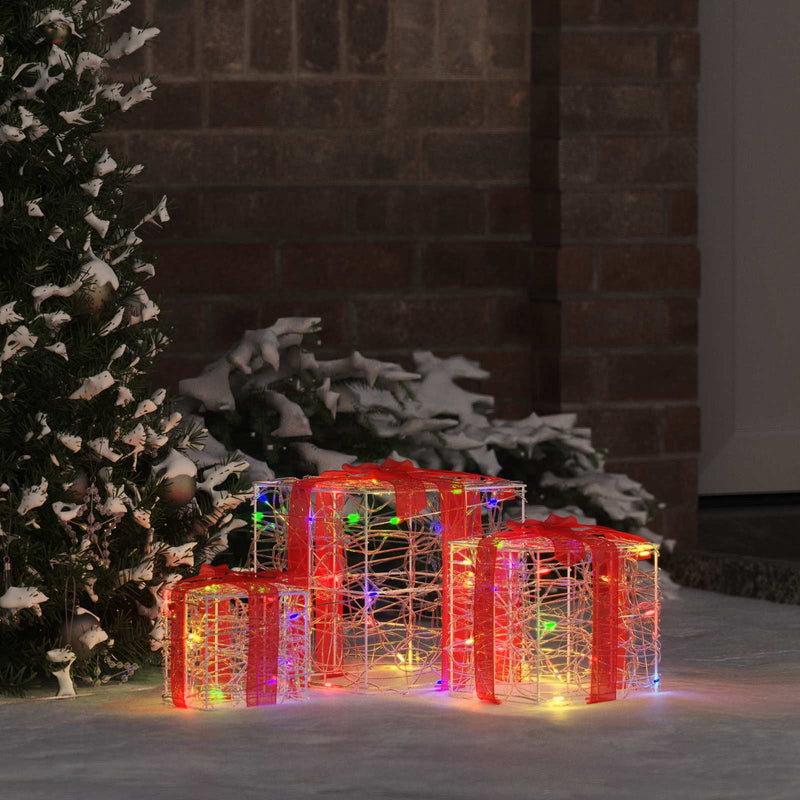 Load image into Gallery viewer, Vidaxl cadeau doos met 60 led 3 pcs multikleur 20 x 20 x 20 cm acryl
