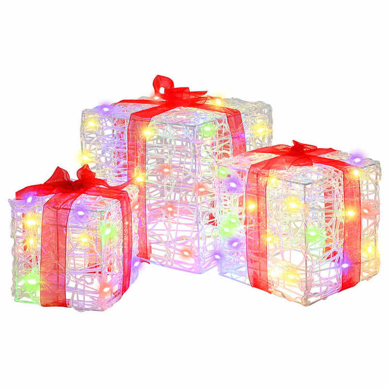 Load image into Gallery viewer, Vidaxl cadeau doos met 60 led 3 pcs multikleur 20 x 20 x 20 cm acryl

