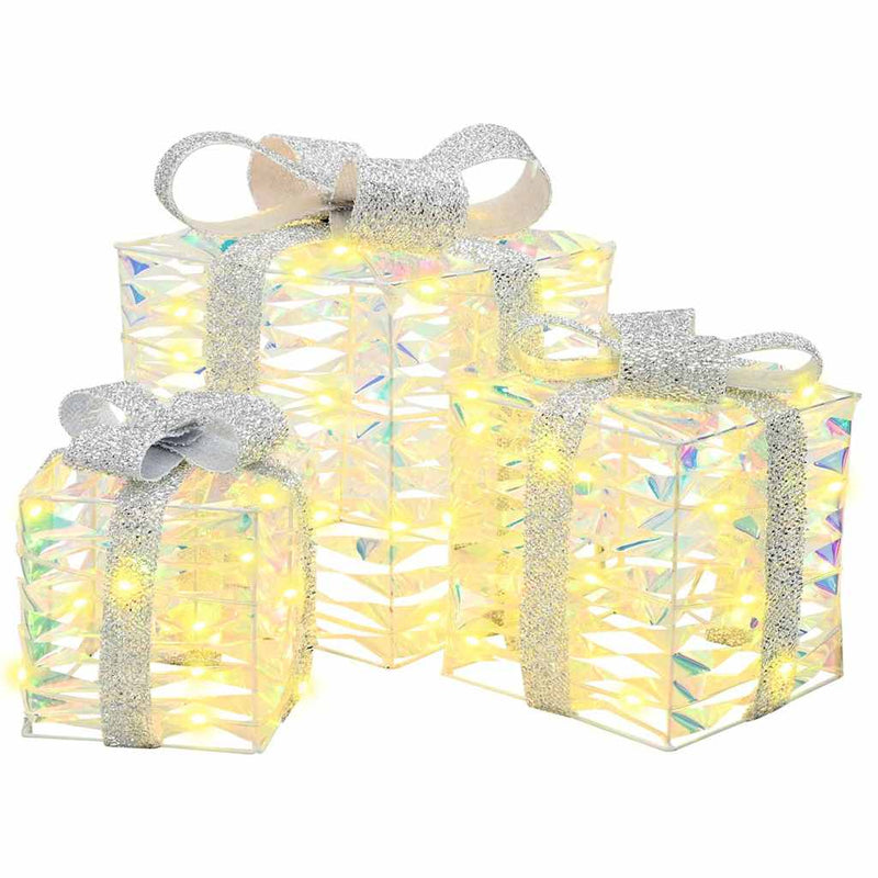 Load image into Gallery viewer, Vidaxl cadeau doos met 60 led 3 pcs warmwit 20 x 20 x 20 cm pet
