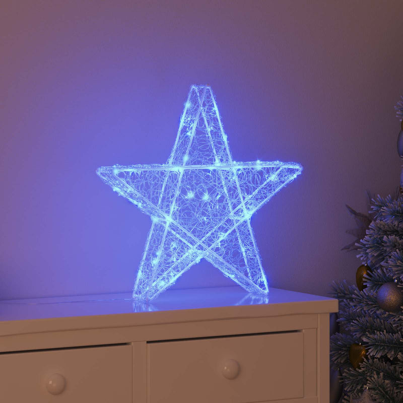 Load image into Gallery viewer, Vidaxl 3d ster met 50 led blauw 55 x 53,5 x 10 cm acryl
