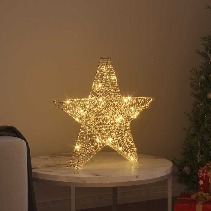 Load image into Gallery viewer, Vidaxl 3d ster met 50 led warmwit 55 x 52.5 x 9 cm pet
