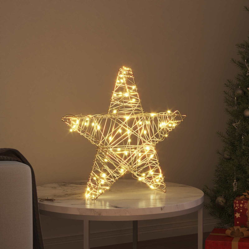 Load image into Gallery viewer, Vidaxl 3d ster met 50 led warmwit 55 x 52.5 x 9 cm rattan
