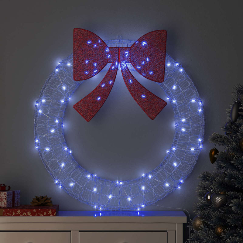 Load image into Gallery viewer, Vidaxl krans met 80 led blauw 92 x 92 x 9,5 cm acryl
