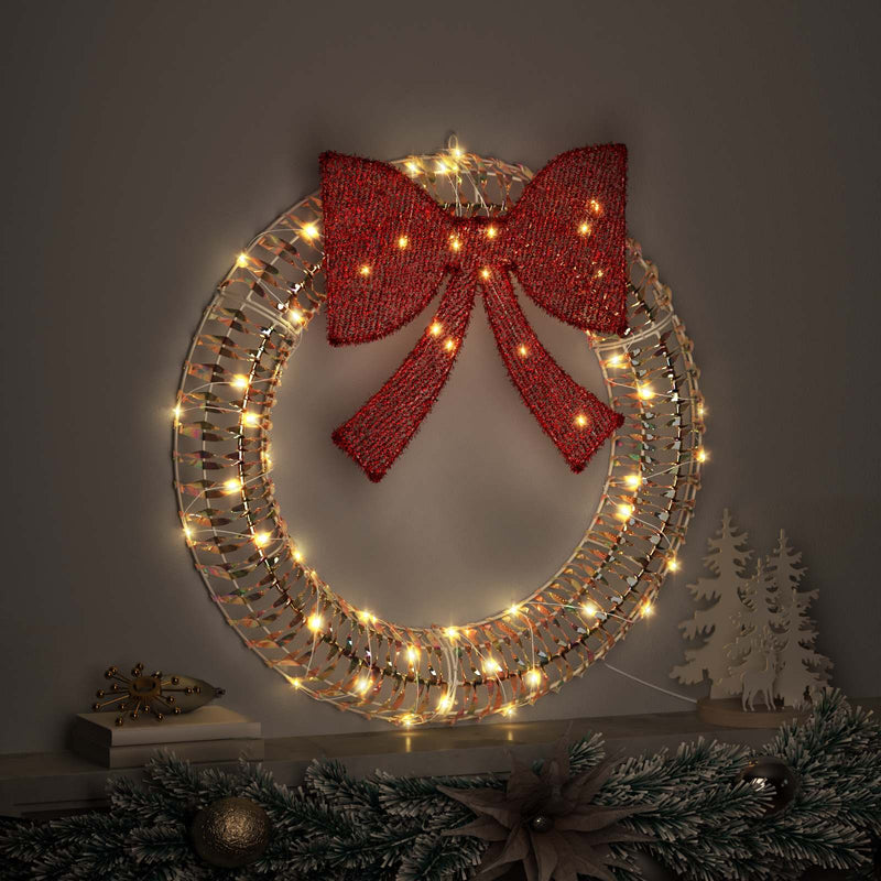 Load image into Gallery viewer, Vidaxl krans met 60 led warmwit 76 x 76 x 8 cm pet
