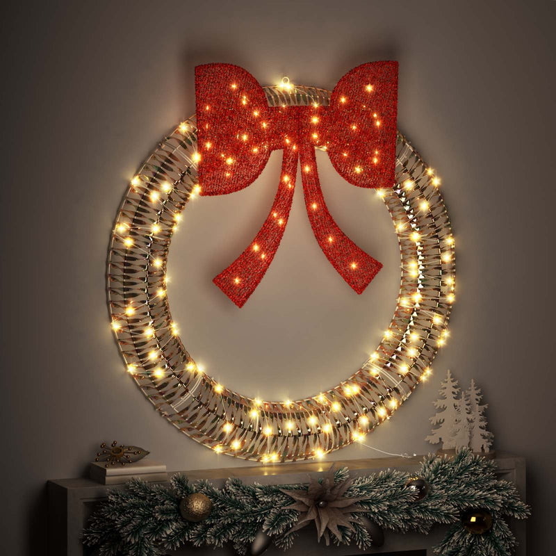 Load image into Gallery viewer, Vidaxl krans met 150 led warmwit 121 x 121 x 10 cm pet
