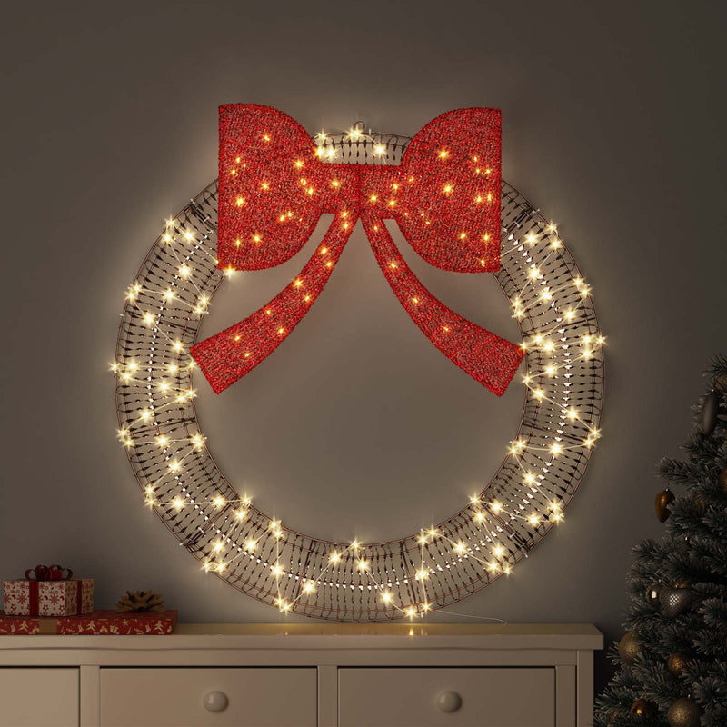 Load image into Gallery viewer, Vidaxl krans met 80 led warmwit 91 x 91 x 9 cm pet
