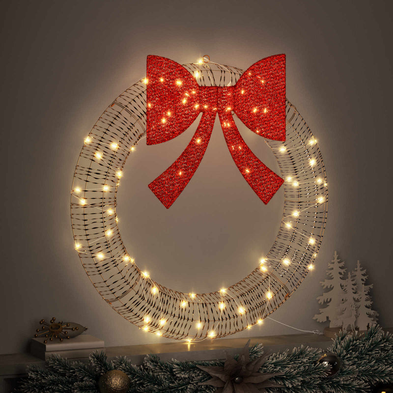 Load image into Gallery viewer, Vidaxl krans met 80 led warmwit 91 x 91 x 9 cm pet
