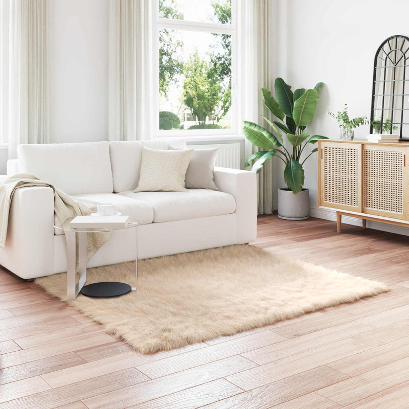 Load image into Gallery viewer, Vidaxl nep schapenvacht tapijt tafalla beige 120 x 120 cm polyester
