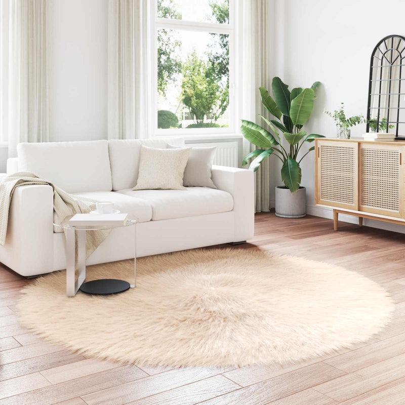 Load image into Gallery viewer, Vidaxl nep schapenvacht tapijt tafalla beige ø 200 cm polyester
