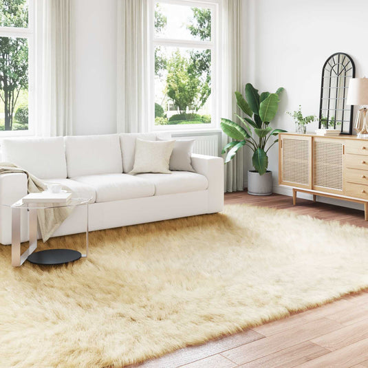 Vidaxl nep schapenvacht tapijt tafalla crème 200 x 280 cm polyester