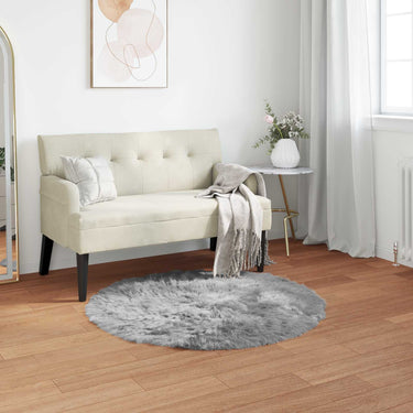 Vidaxl nep schapenvacht tapijt tafalla grijs ø 80 cm polyester