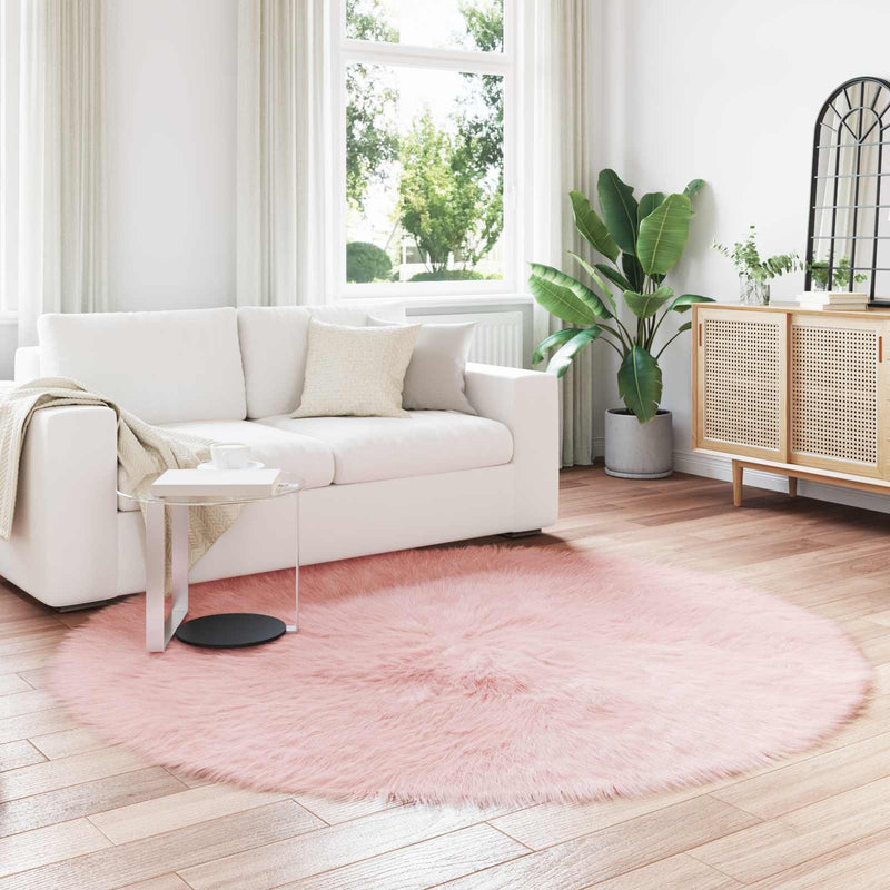 Load image into Gallery viewer, Vidaxl nep schapenvacht tapijt tafalla roze ø 200 cm polyester
