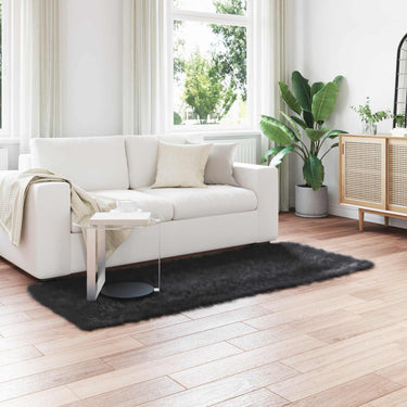 Vidaxl nep schapenvacht tapijt tafalla zwart 80 x 200 cm polyester