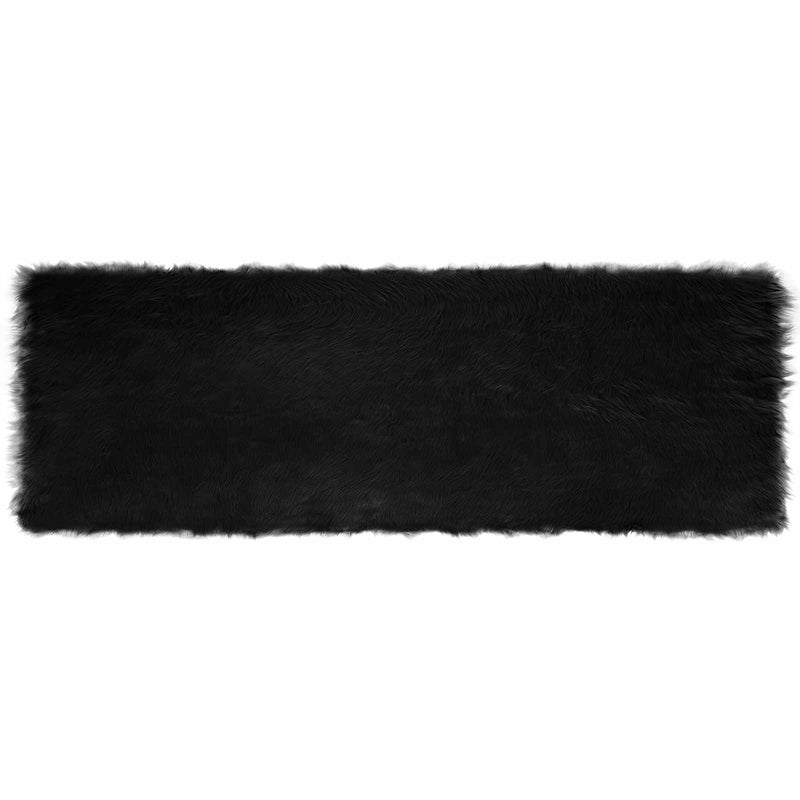 Load image into Gallery viewer, Vidaxl nep schapenvacht tapijt tafalla zwart 80 x 250 cm polyester
