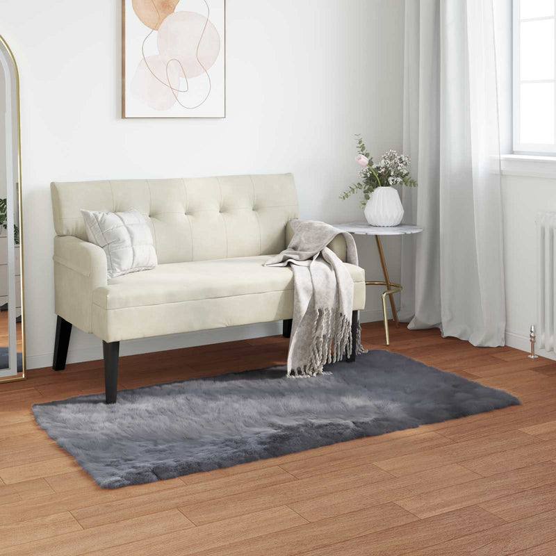 Load image into Gallery viewer, Vidaxl nep schapenvacht tapijt tafalla antraciet 80 x 150 cm polyester
