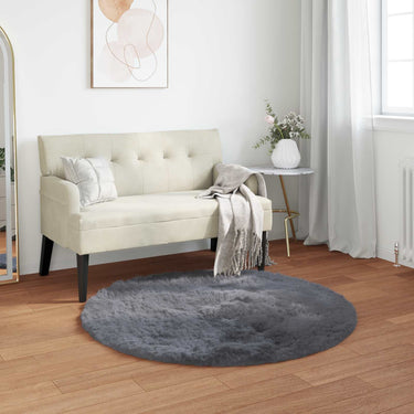 Vidaxl nep schapenvacht tapijt tafalla antraciet ø 80 cm polyester