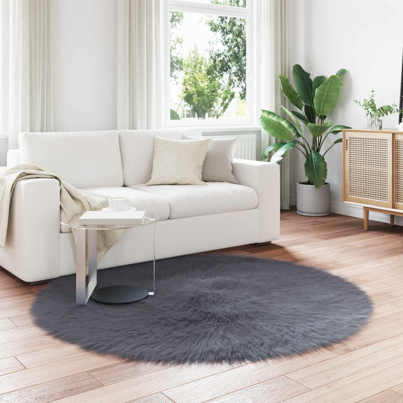 Load image into Gallery viewer, Vidaxl nep schapenvacht tapijt tafalla antraciet ø 200 cm polyester
