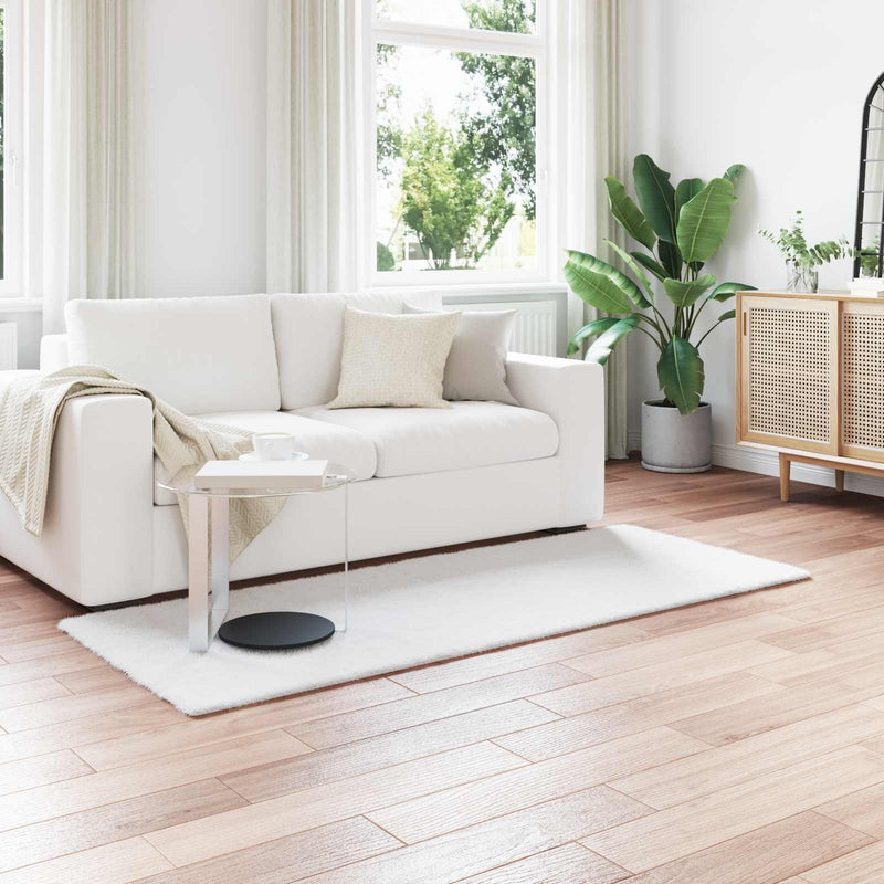 Load image into Gallery viewer, Vidaxl nep konijnenbont tapijt olite wit 80 x 200 cm polyester
