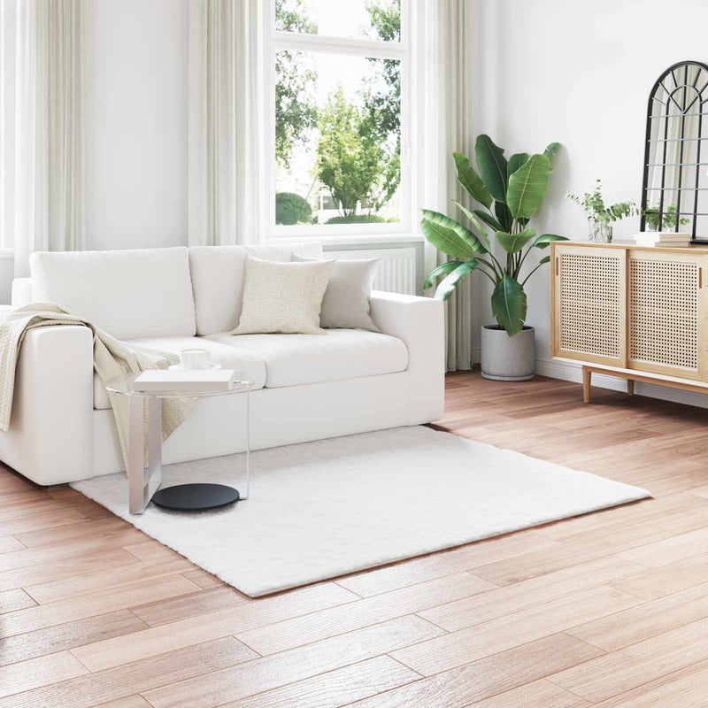 Load image into Gallery viewer, Vidaxl nep konijnenbont tapijt olite wit 120 x 120 cm polyester
