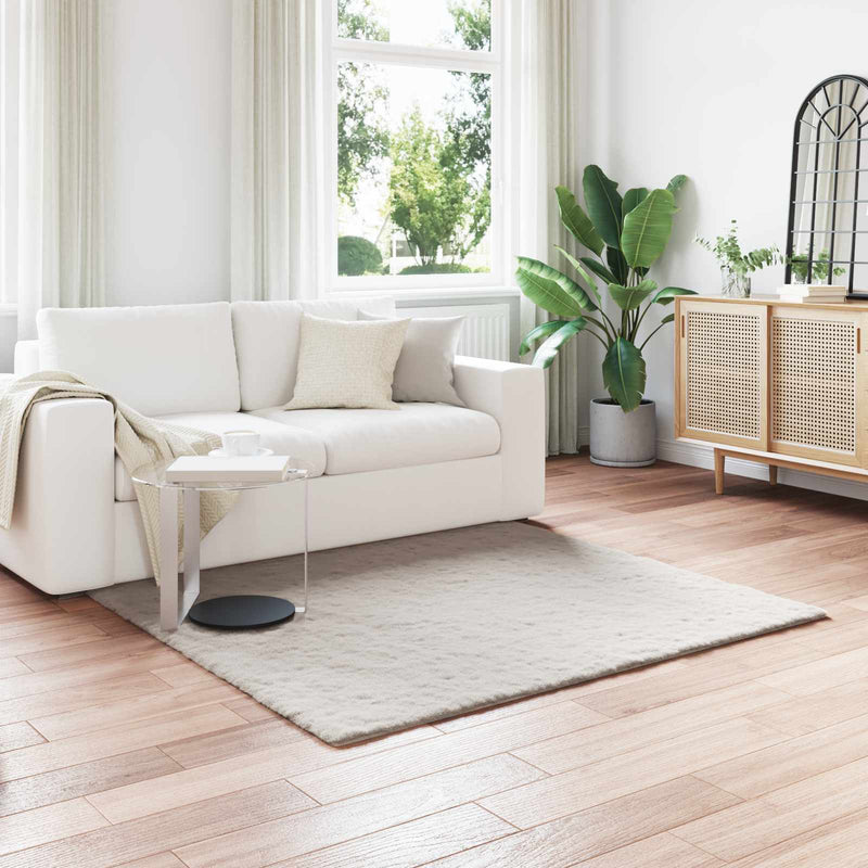 Load image into Gallery viewer, Vidaxl nep konijnenbont tapijt olite beige 120 x 120 cm polyester
