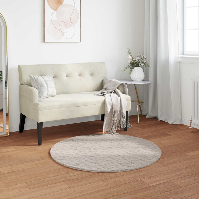 Load image into Gallery viewer, Vidaxl nep konijnenbont tapijt olite beige ø 80 cm polyester
