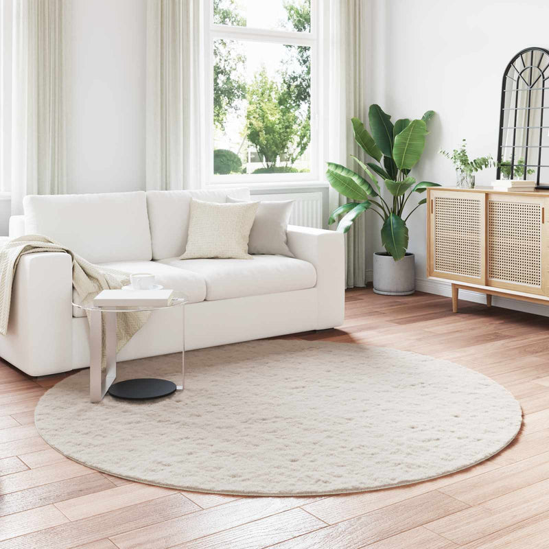 Load image into Gallery viewer, Vidaxl nep konijnenbont tapijt olite beige ø 160 cm polyester
