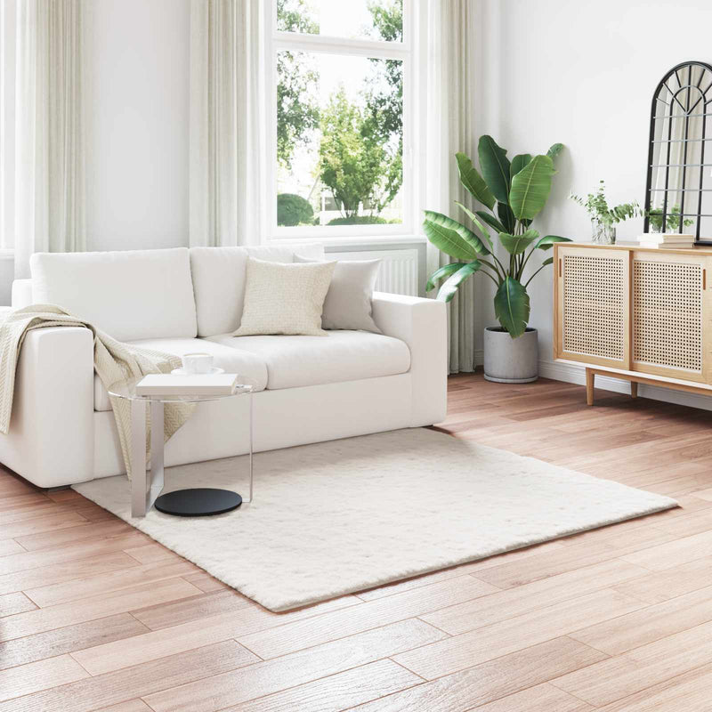 Load image into Gallery viewer, Vidaxl nep konijnenbont tapijt olite crème 160 x 160 cm polyester
