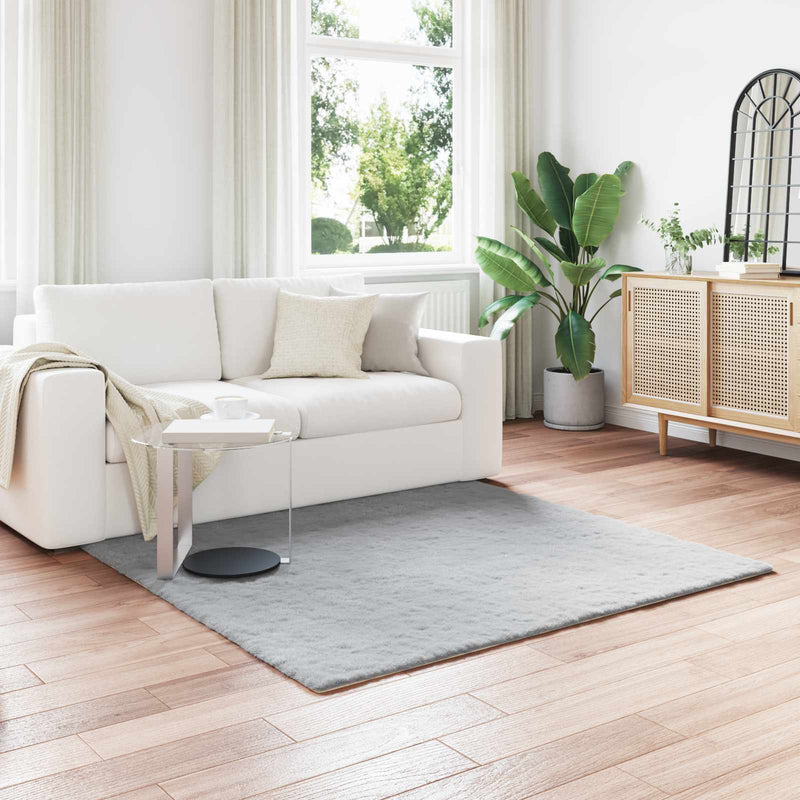 Load image into Gallery viewer, Vidaxl nep konijnenbont tapijt olite grijs 120 x 120 cm polyester
